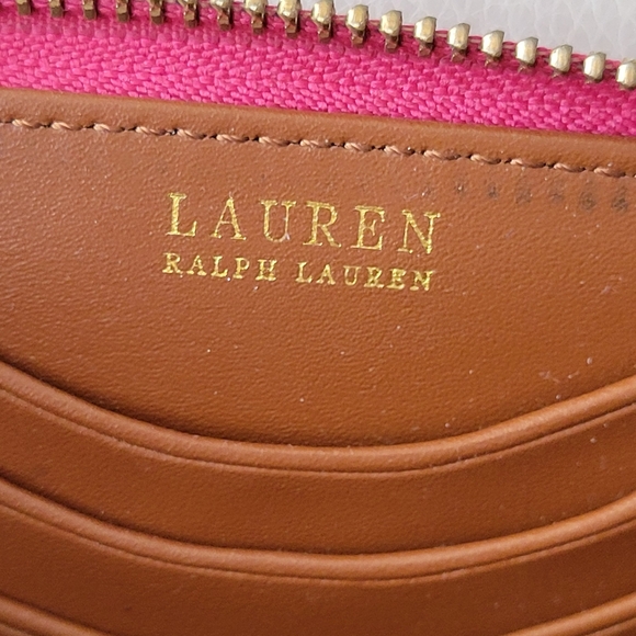 Lauren Ralph Lauren Pink Wallet Card Case ~ VGUC ~ Missing Strap ~ Leather? - Picture 9 of 14